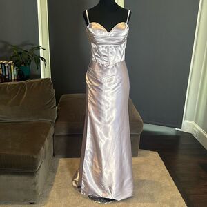 Women’s Full Length Prom Party Dress Criss Cross Straps Leg Slit Size 10 NWOT